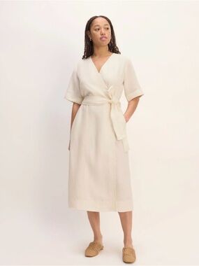 Wrap Midi Dress in Ivory